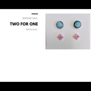 Two pairs of earrings - pink & blue studs